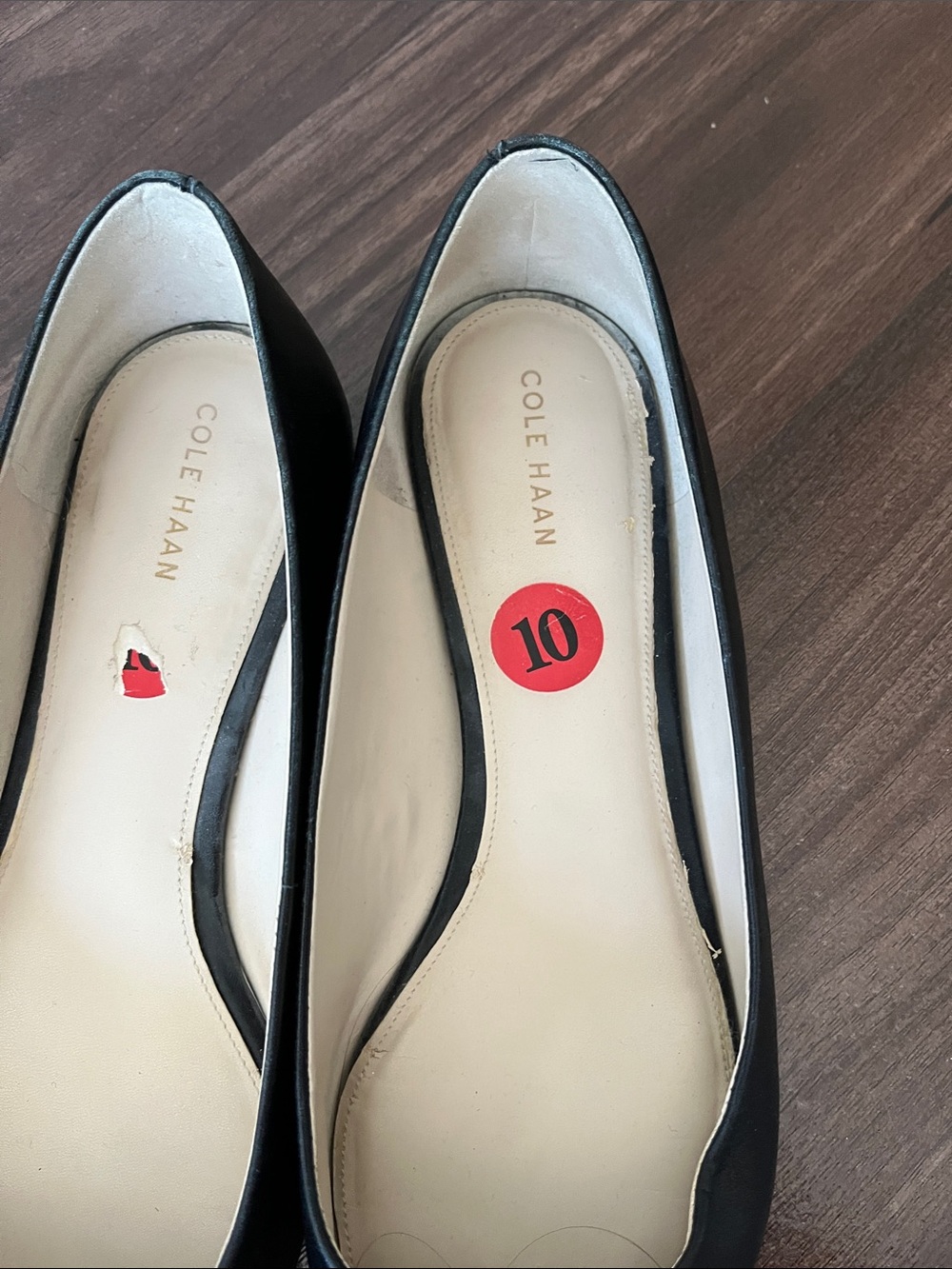Cole Haan Black Pointed Toe Bow Flats with Gold Accent - Picture 4 of 7